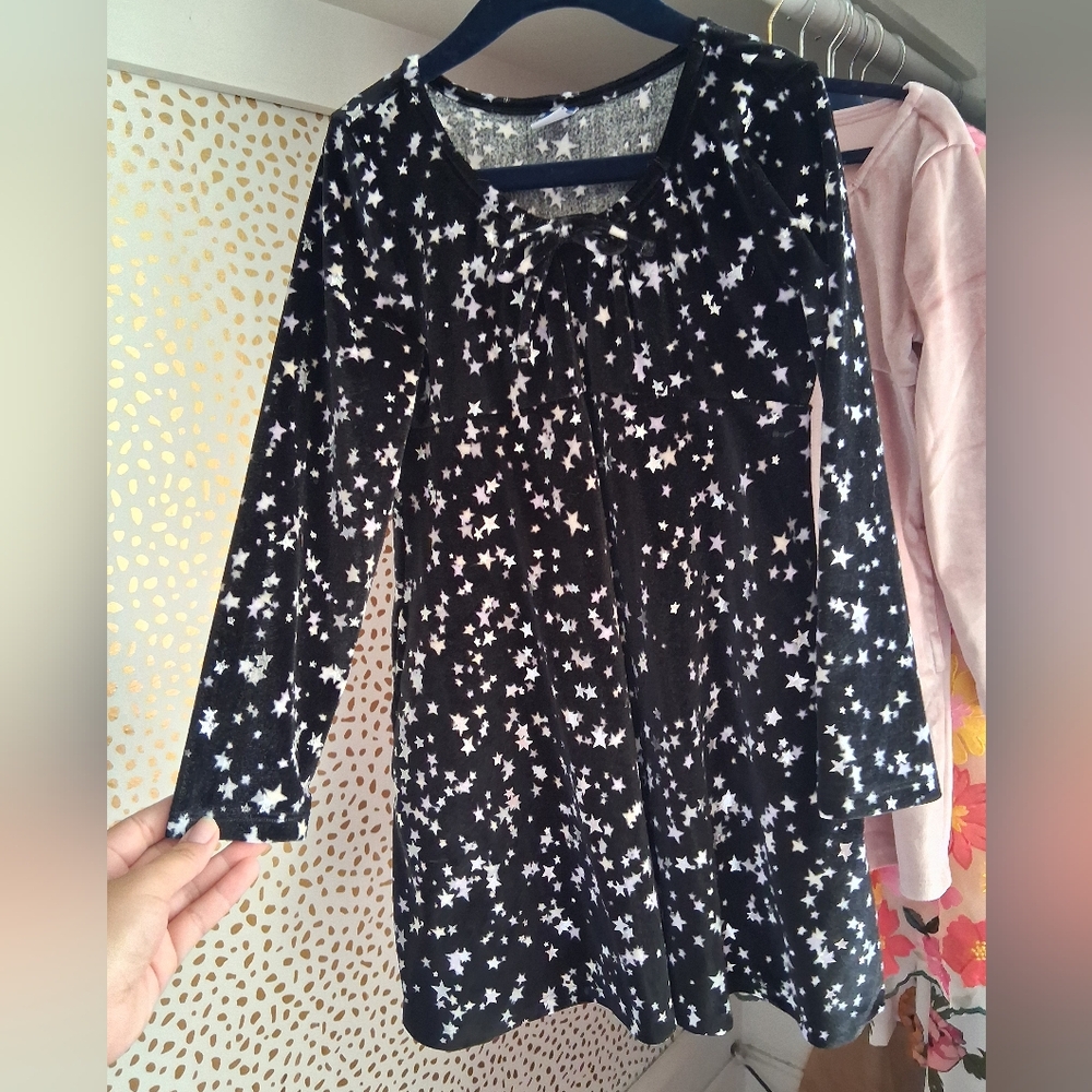 Black Velvet Dress With Metallic Stars